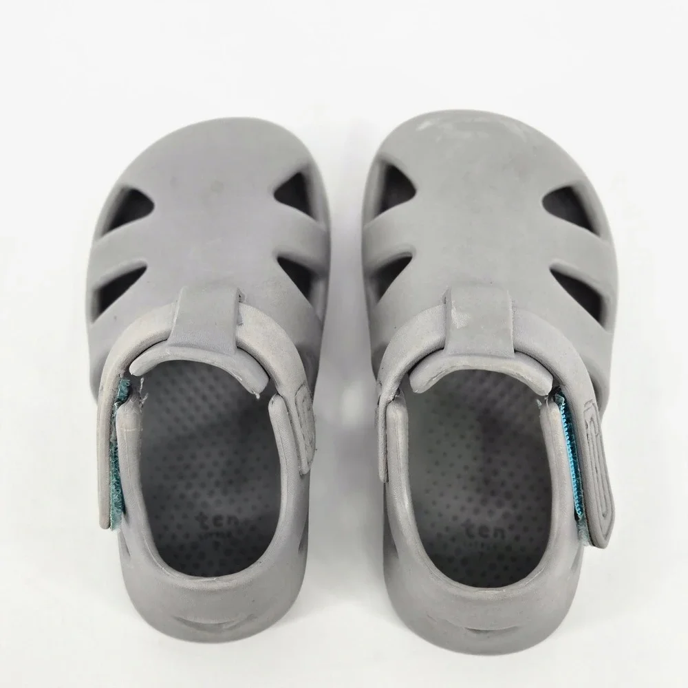Ten Little Kids Splash Sandals Closed Toe Water Shoes Cool Grey Toddler Size 7